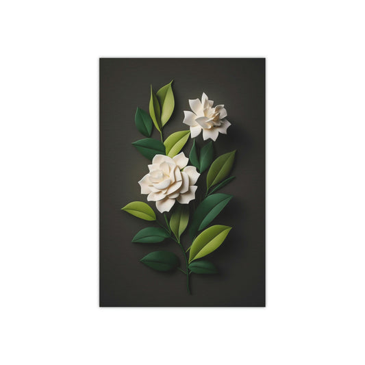 Minimalist Gardenia Flowers - Satin Posters