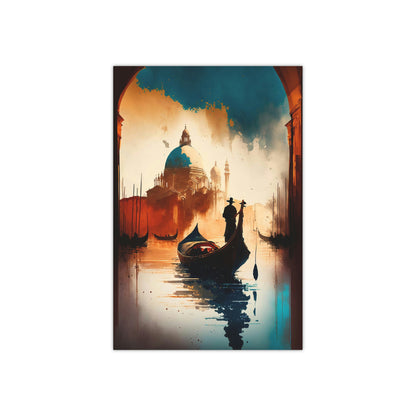 Venetian Romance - A Colorful Watercolor Gondola Scene - Satin Posters