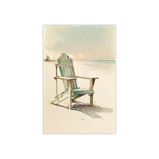 Sun-kissed Retreat - A Watercolor Beach Chair - Satin Posters