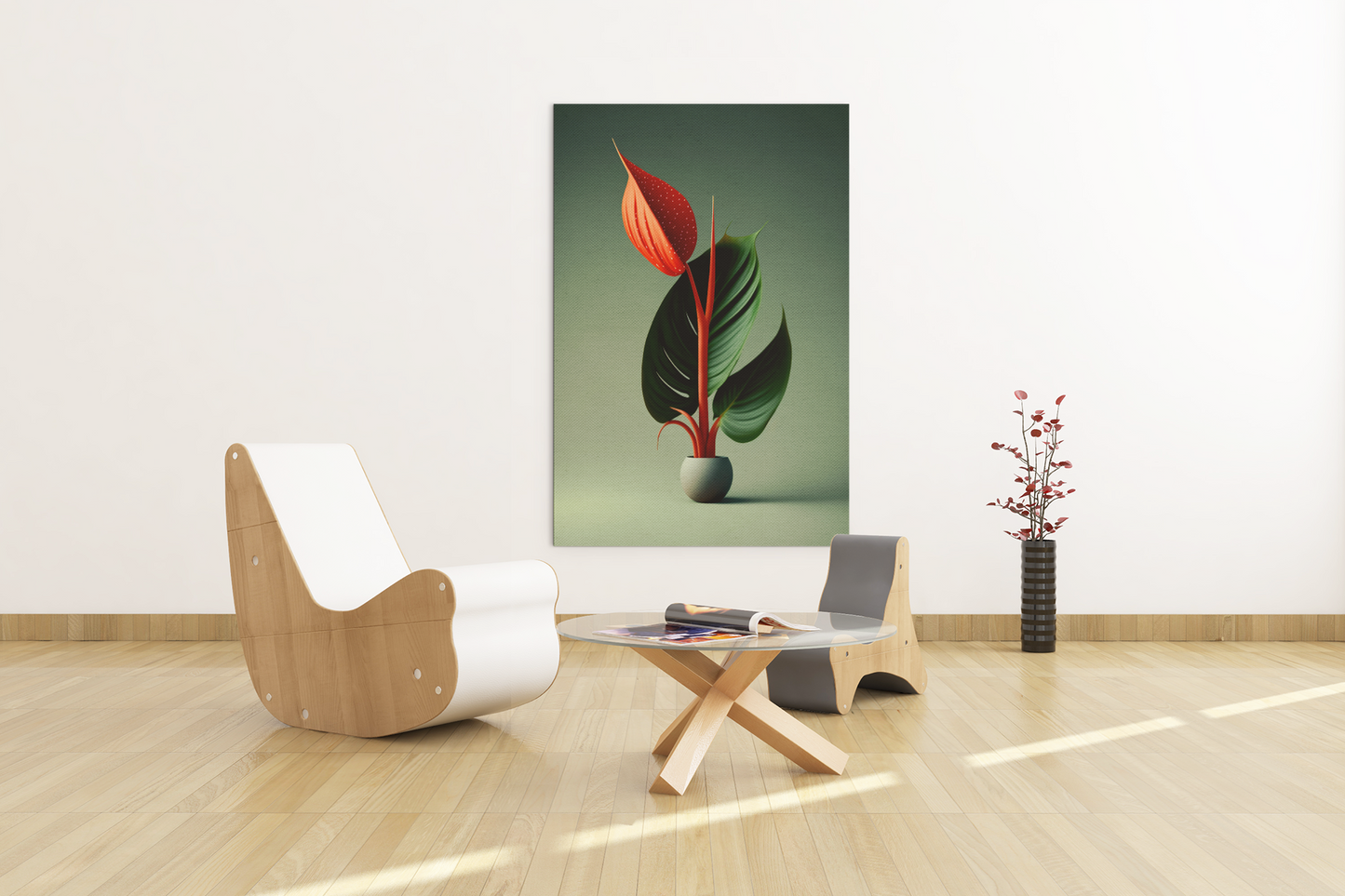Minimalist Dracaena Anthurium Plant - Satin Posters