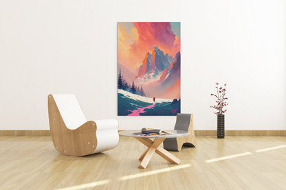 Serene Sunrise in the Alps - A Watercolor Landscape - Satin Posters