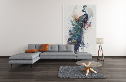Feathers of Elegance - Peacock Watercolor - Satin Posters