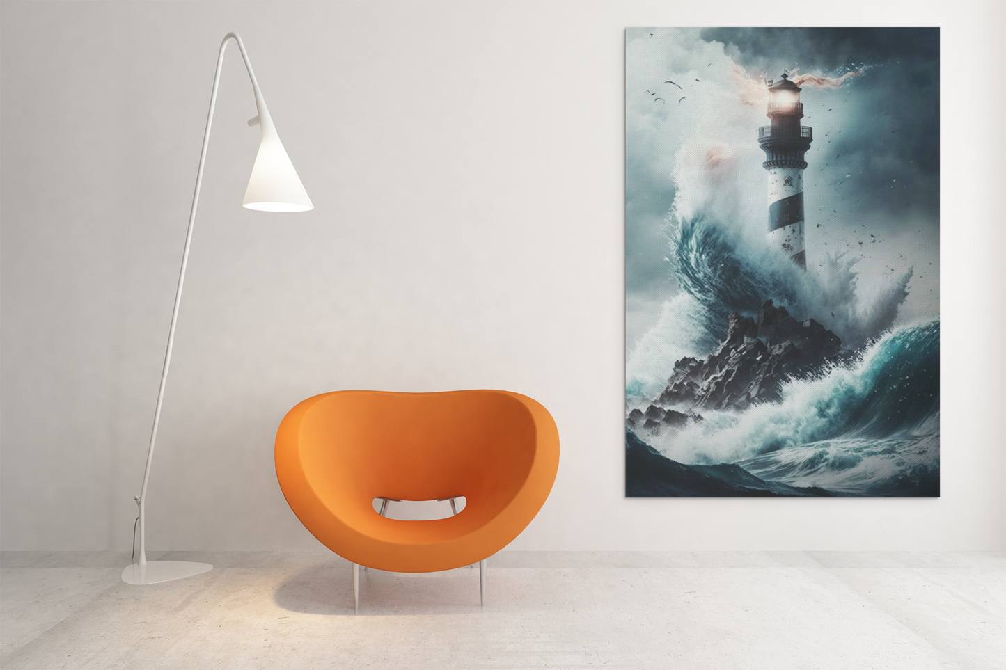 Stormy Lighthouse - A Cinematic Watercolor Adventure - Satin Posters