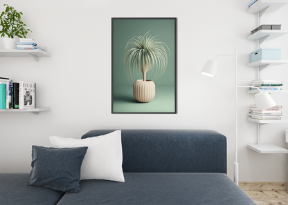 Minimalist Ponytail Palm Plant - Satin Posters