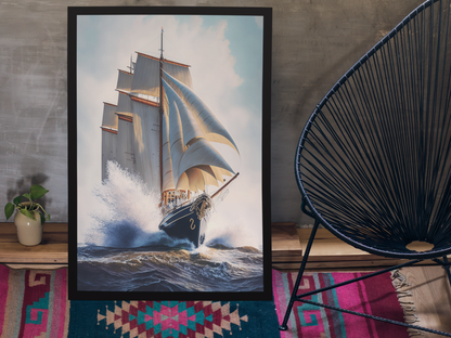 Sail into Adventure - Majestic Schooner Watercolor - Satin Posters