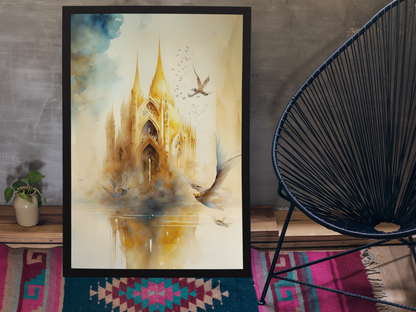 Elysian Dreams - A Surreal Journey to the Golden City - Satin Posters